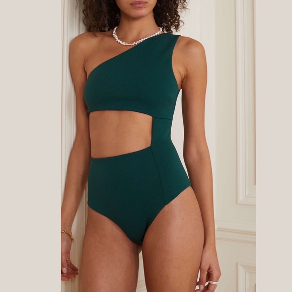 Haight Mika Crepe Cut Out One Shoulder One-Piece Swimsuit - Picture 1 of 5